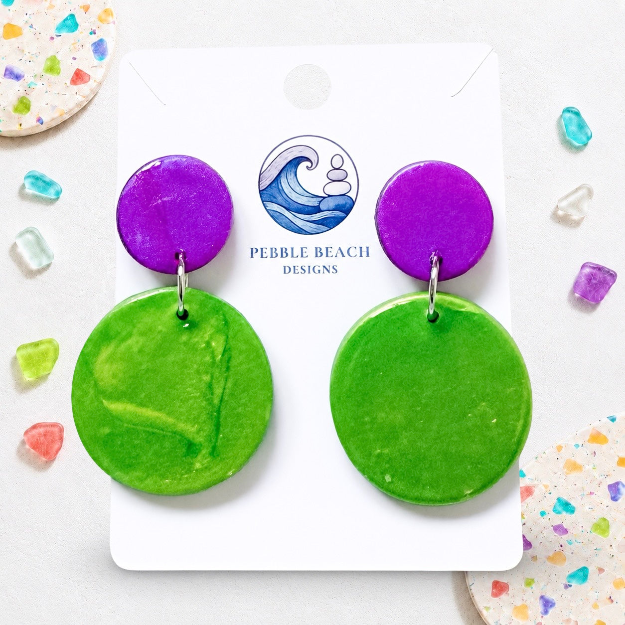 Pebble Drop - Purple & Green