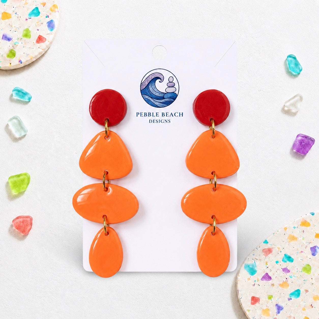 Festival Pebble Stack - Red & Orange